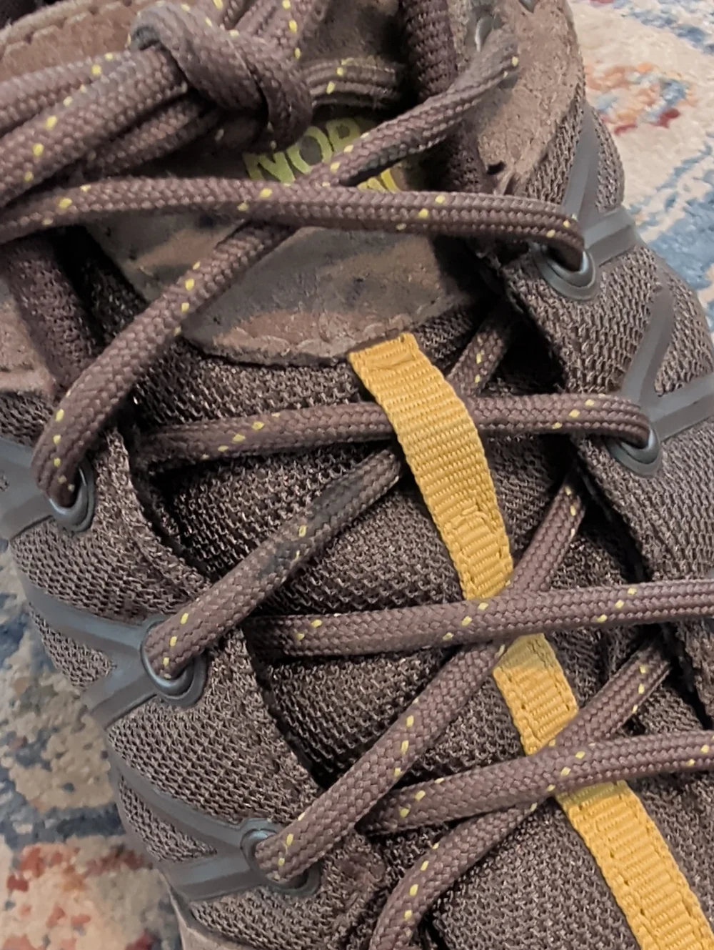 The North Face Men’s Brown Trail Hiking Shoes with Yellow Accents